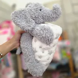 Colchita con peluche de apego (elefante gris)