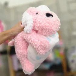Colchita con peluche de apego (perrito rosa)