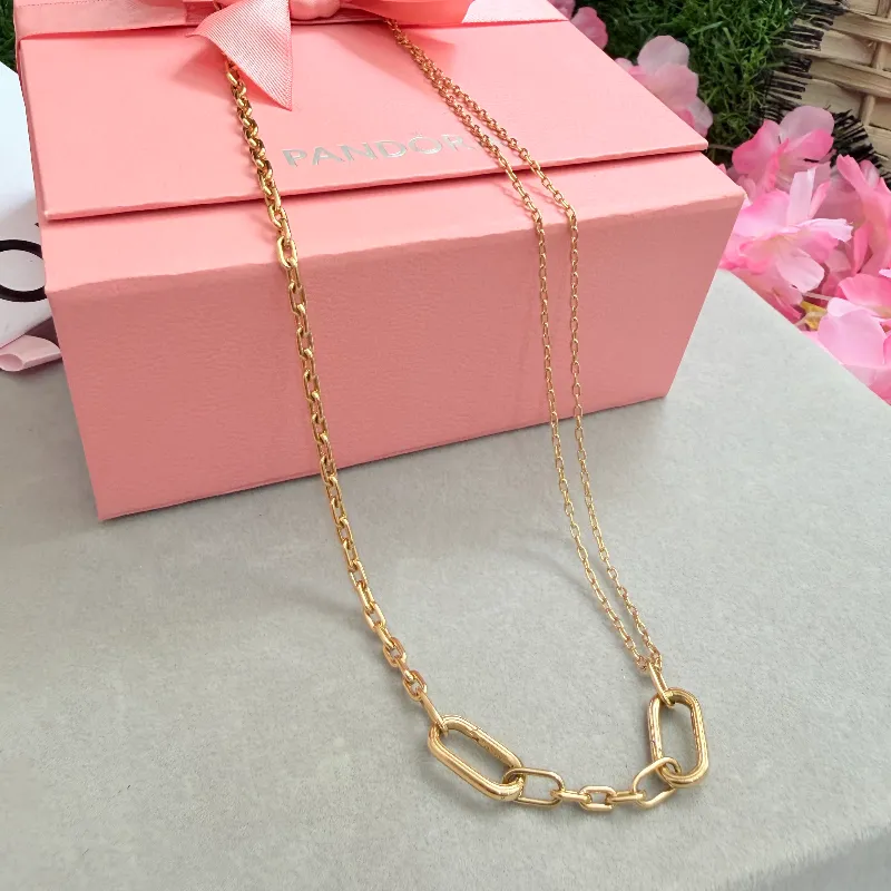 Collar eslabones y cadena doble ORIGINAL 100 % con recubrimiento en oro 14