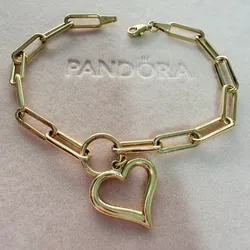 Manilla eslabonada con corazón oro 10 k