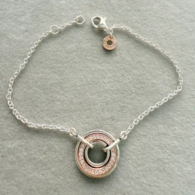 manilla Pandora Halo oro rosa 