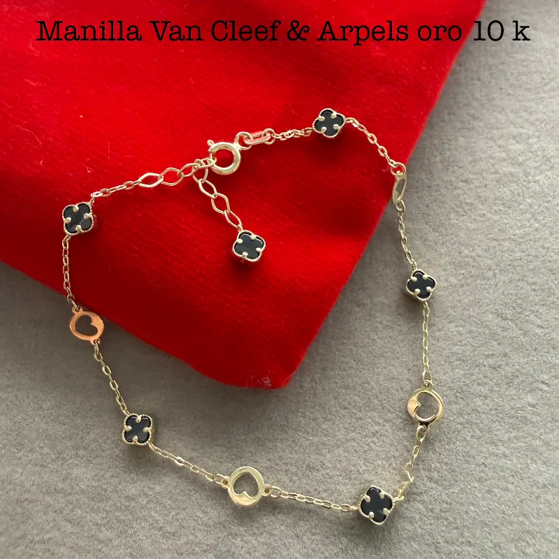 manilla Van Cleef negra de oro 10 k