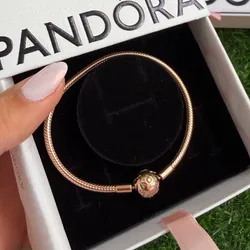 Pandora flexible cierre bola clásica con recubrimiento en oro rosa de 14 kilates