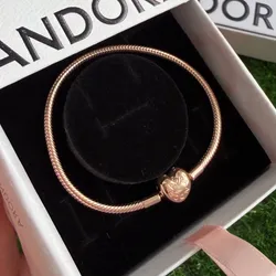 Pandora flexible cierre corazón clásico con recubrimiento en oro rosa de 14 kilates