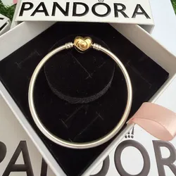 *PULSO RÍGIDO PANDORA ORIGINAL 100 %*  Cierre Corazón Recubierto en oro 14 kilates