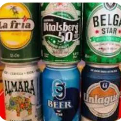 CERVEZA IMPORTADA (6 LATAS)(BEER,SHEKELS,LA FRIA,UNLAGUER,,BELGA STAR,VITALSBERG,HOLANDIA)