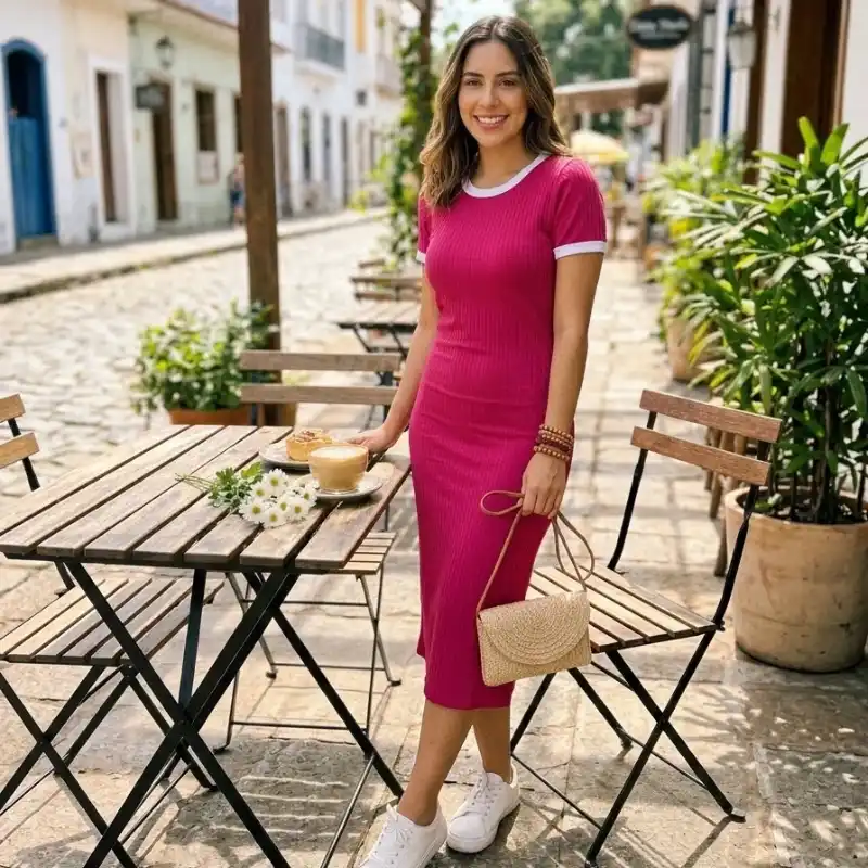 Vestidos con vivos blancos.