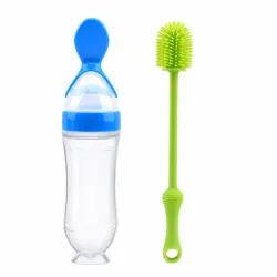 Cuchara dispensadora para alimentos + cepillo limpiabiberones (hisopo)