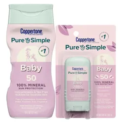 Protector Solar Mineral para Bebé Coppertone Pure & Simple SPF 50 (Loción + Stick)