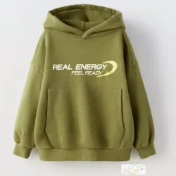 Abrigo verde con capucha ZARA