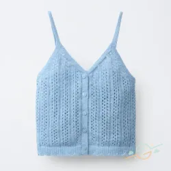Blusa azul bordada ZARA #0001