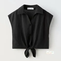 Blusa denim negra ZARA