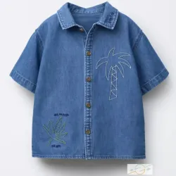 Camisa azul mezclilla ZARA #0001