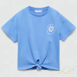 Camiseta azul crop MANGO 