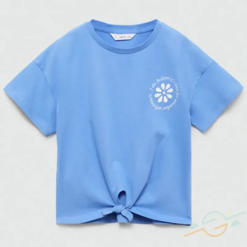 Camiseta azul crop MANGO 