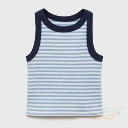 Camiseta azul rayas MANGO