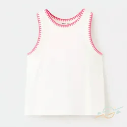 Camiseta blanca bordado rojo MANGO