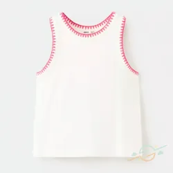Camiseta blanca bordado rojo MANGO