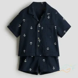 Conjunto camisa y bermuda azul H&M #0001
