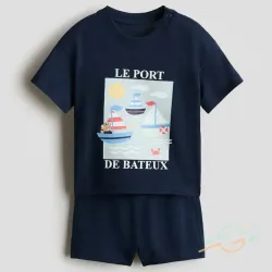 Conjunto pullover y bermuda azul H&M