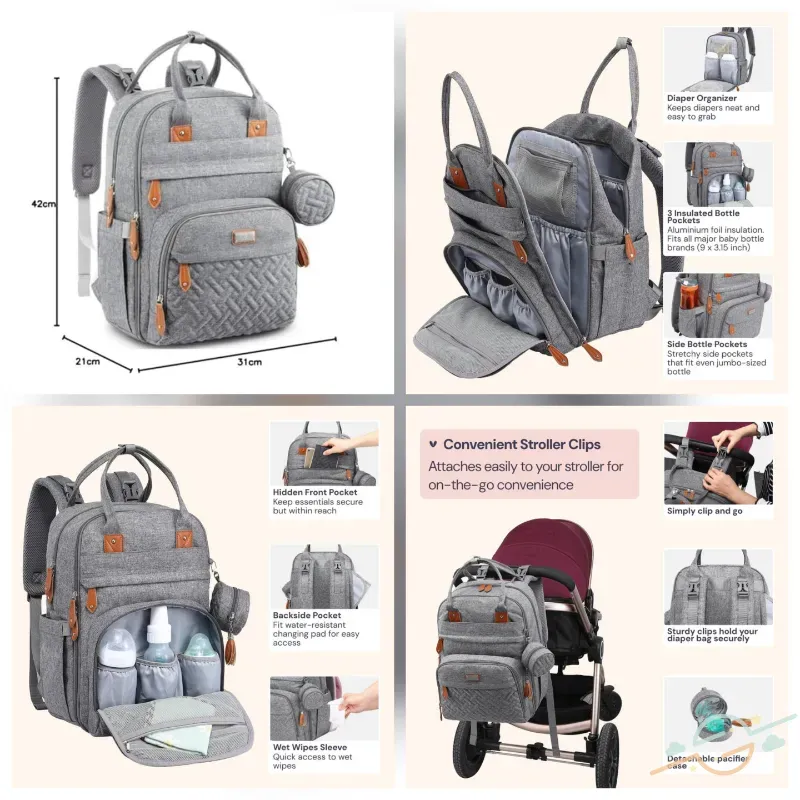 Mochila de pañales para bebé de gran capacidad 