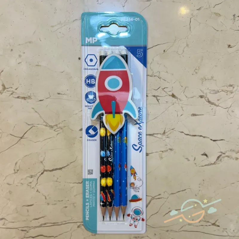 Pack 4 lápices con goma de estrella 