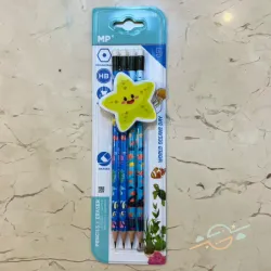 Pack 4 lápices con goma de estrella