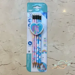 Pack 4 lápices con goma de unicornio 