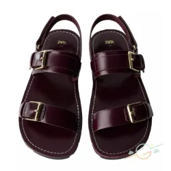 Sandalia roja de piel ZARA