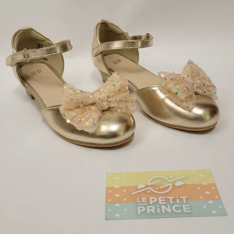 Sandalia tacón  dorada H&M 