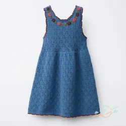 Vestido azul bordado ZARA