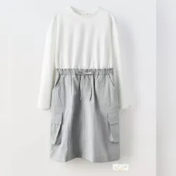 Vestido blanco gris ZARA 