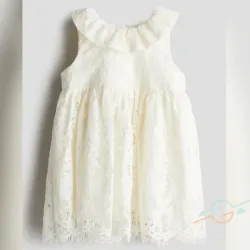 Vestido blanco tejido encaje H&M 