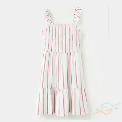Vestido rayas volantes MANGO