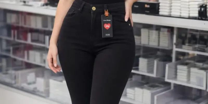 Pantalón mezclilla negro tubo.