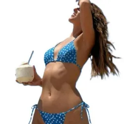 Bikini Azul con Margaritas