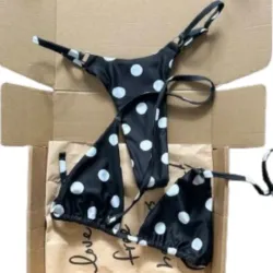 Bikini Negro Bolitas Blancas