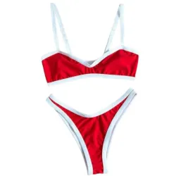 Bikini Rojo Borde Blanco
