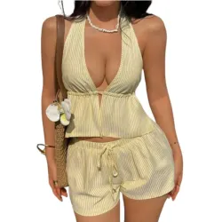 Conjunto de Rayas Amarillo y Blanco 