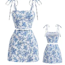 Conjunto de Mujer Celeste y Blanco