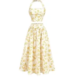 Conjunto Zaya Larga Amarillo y Blanco