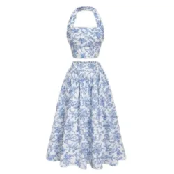 Conjunto Zaya Larga Celeste y Blanco