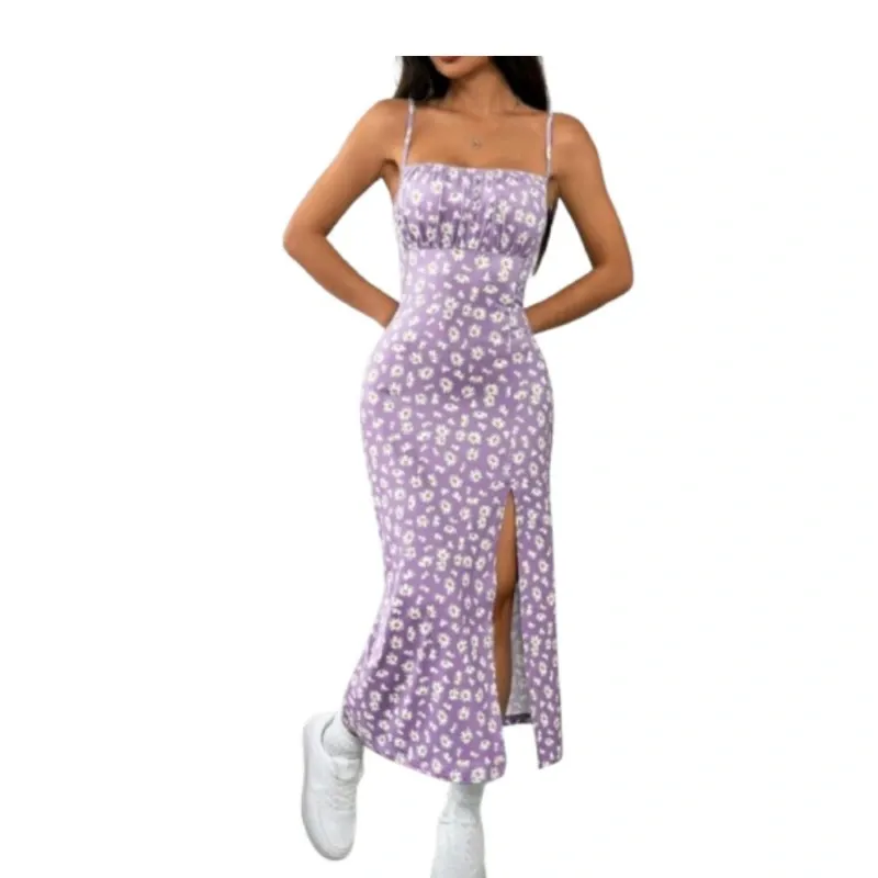 Vestido Morado con Margaritas