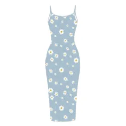 Vestido Celeste con Margaritas