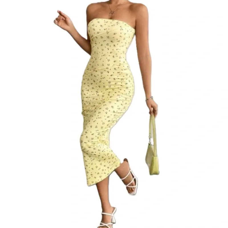 Vestido Strapless Amarillo