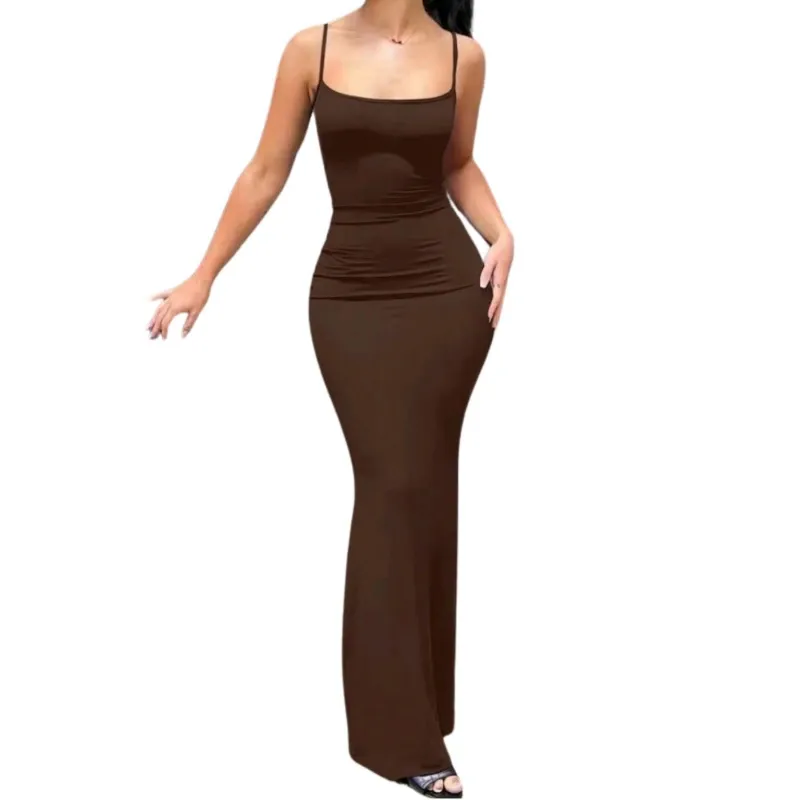 Vestido Marrón Pegado al Cuerpo