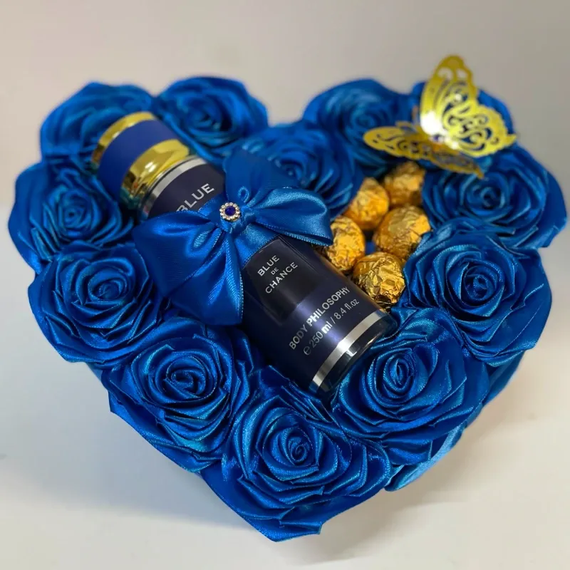 Caja de regalo en forma de 💙 en azul
