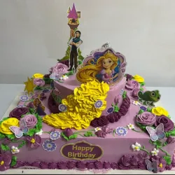 Cake de 2 pisos de 1 bandeja temática Rapunzel