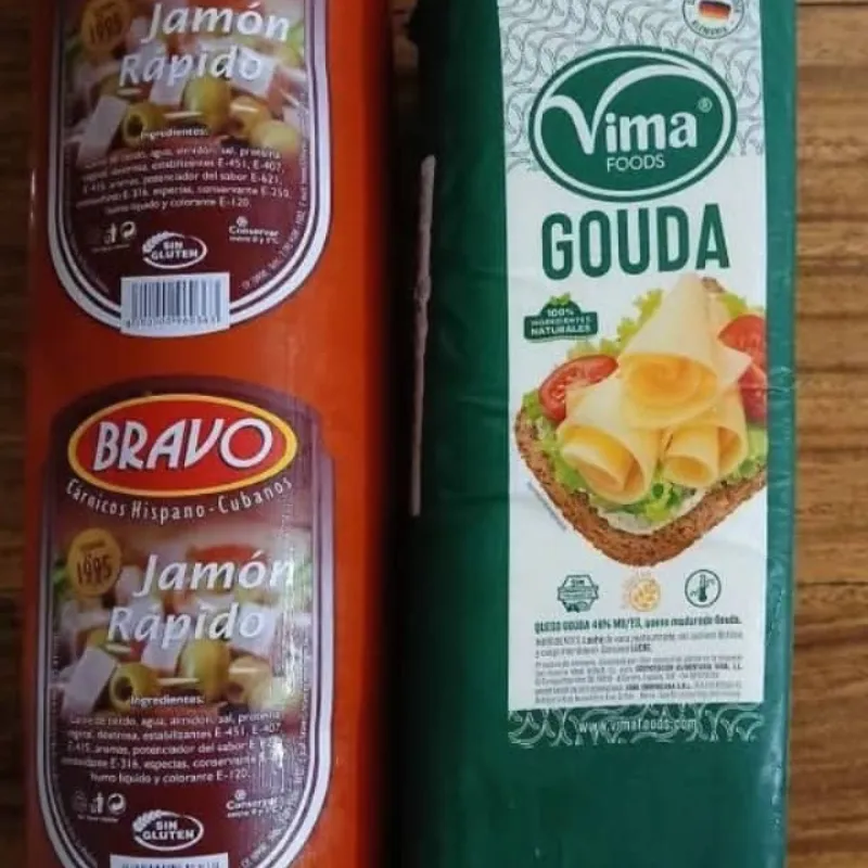 Jamón bravo  y queso Gouda 