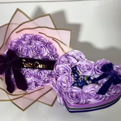 Juego de ramo buchón y 💜 con bombones en morado